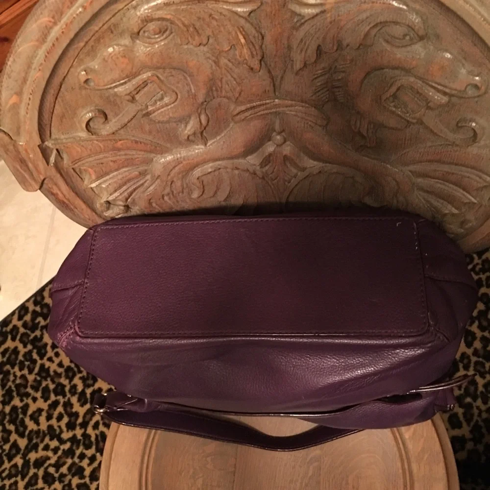 Kate Spade large dark purple pebbled leather handbag